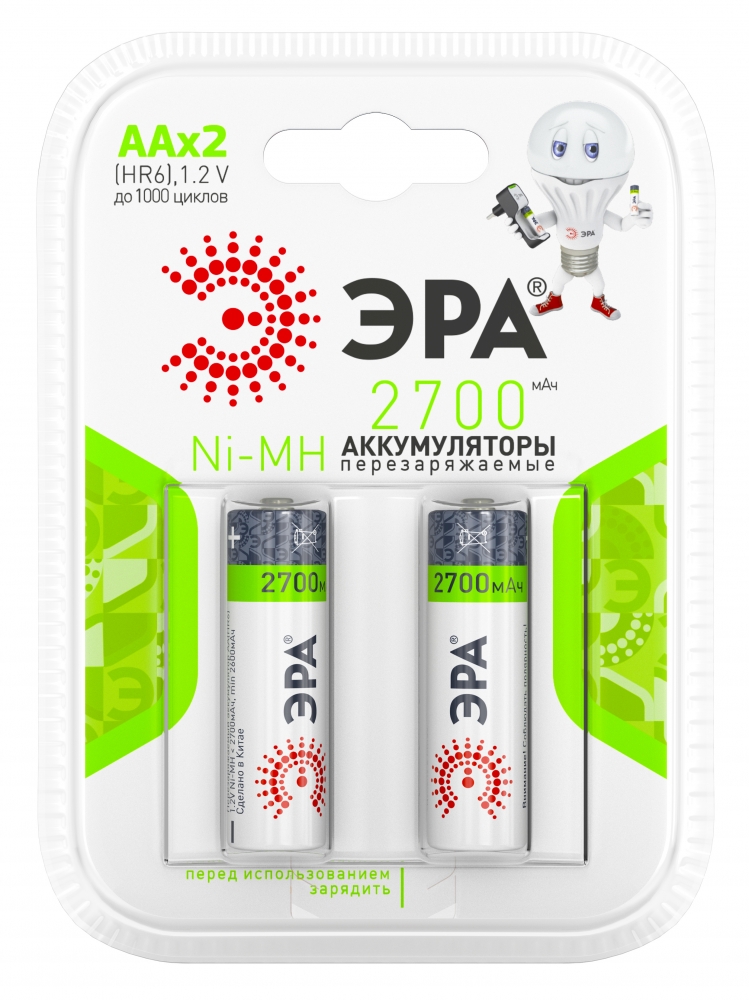 Набор из 2 шт, Эра HR6-2BL 2700mAh (20/240/6000)