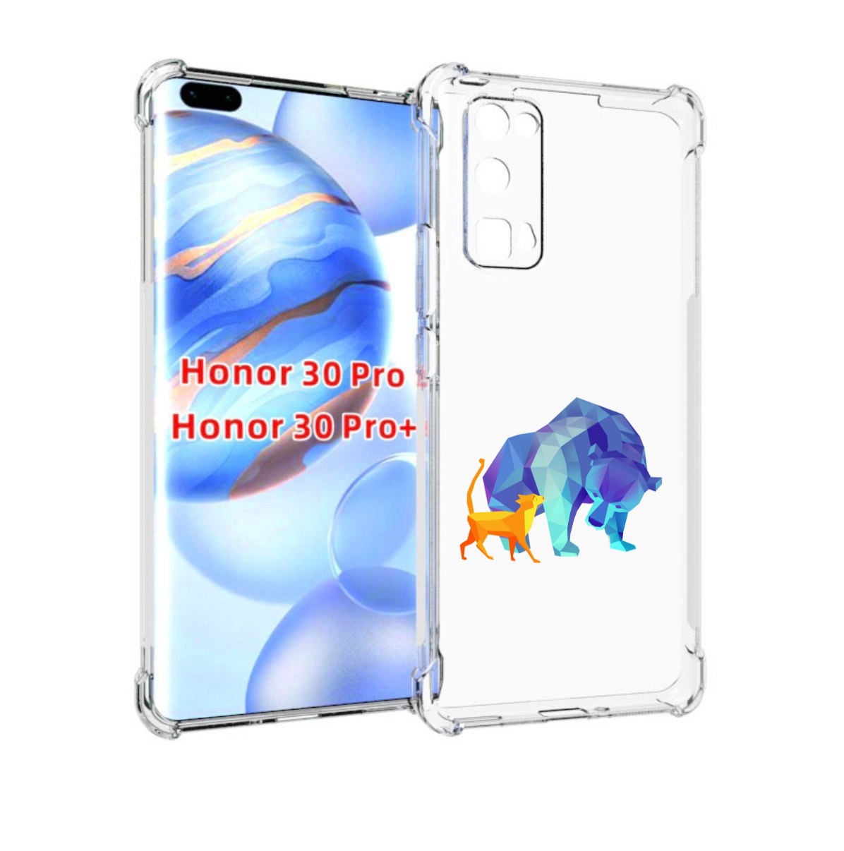 

Чехол бампер MyPads Кот-и-медведь для Honor 30 Pro, Прозрачный, Tocco