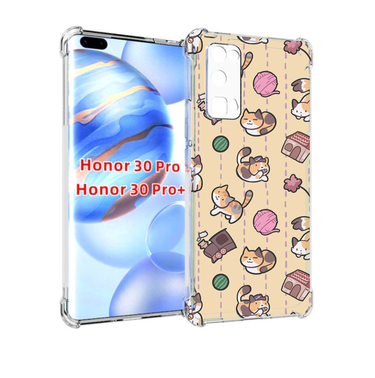 

Чехол бампер MyPads Котики-клубочки для Honor 30 Pro Honor, Прозрачный, Tocco