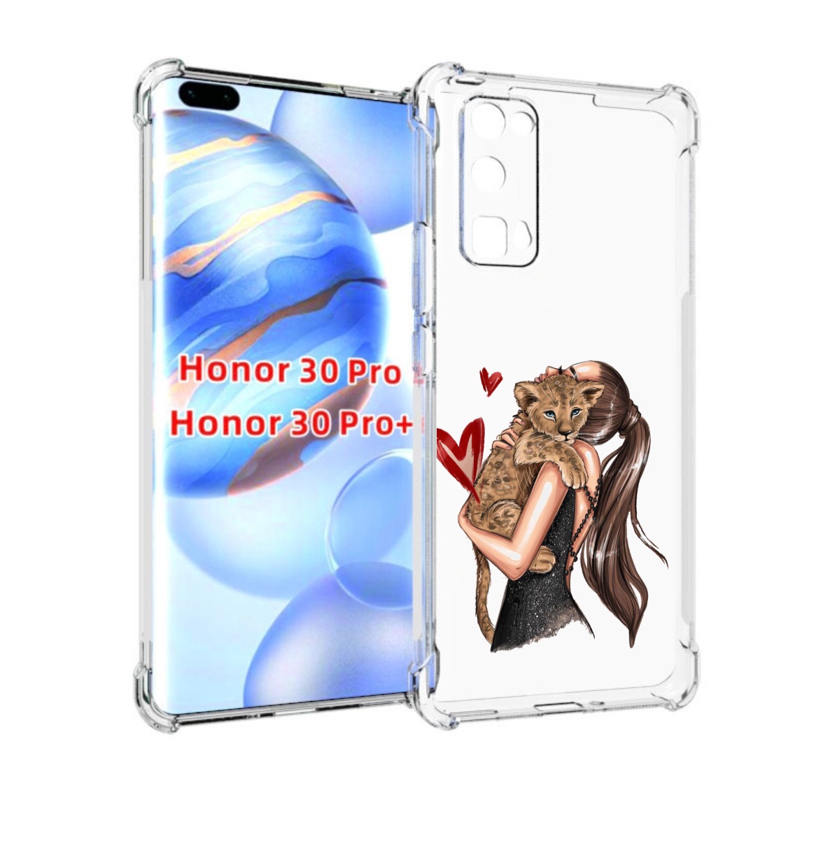 

Чехол бампер MyPads Кошачья-любовь для Honor 30 Pro, Прозрачный, Tocco