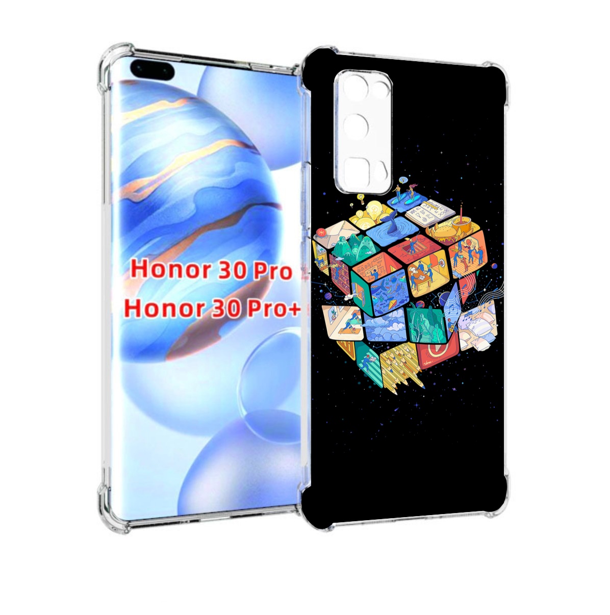 

Чехол бампер MyPads Кубик-Рубика для Honor 30 Pro, Прозрачный, Tocco