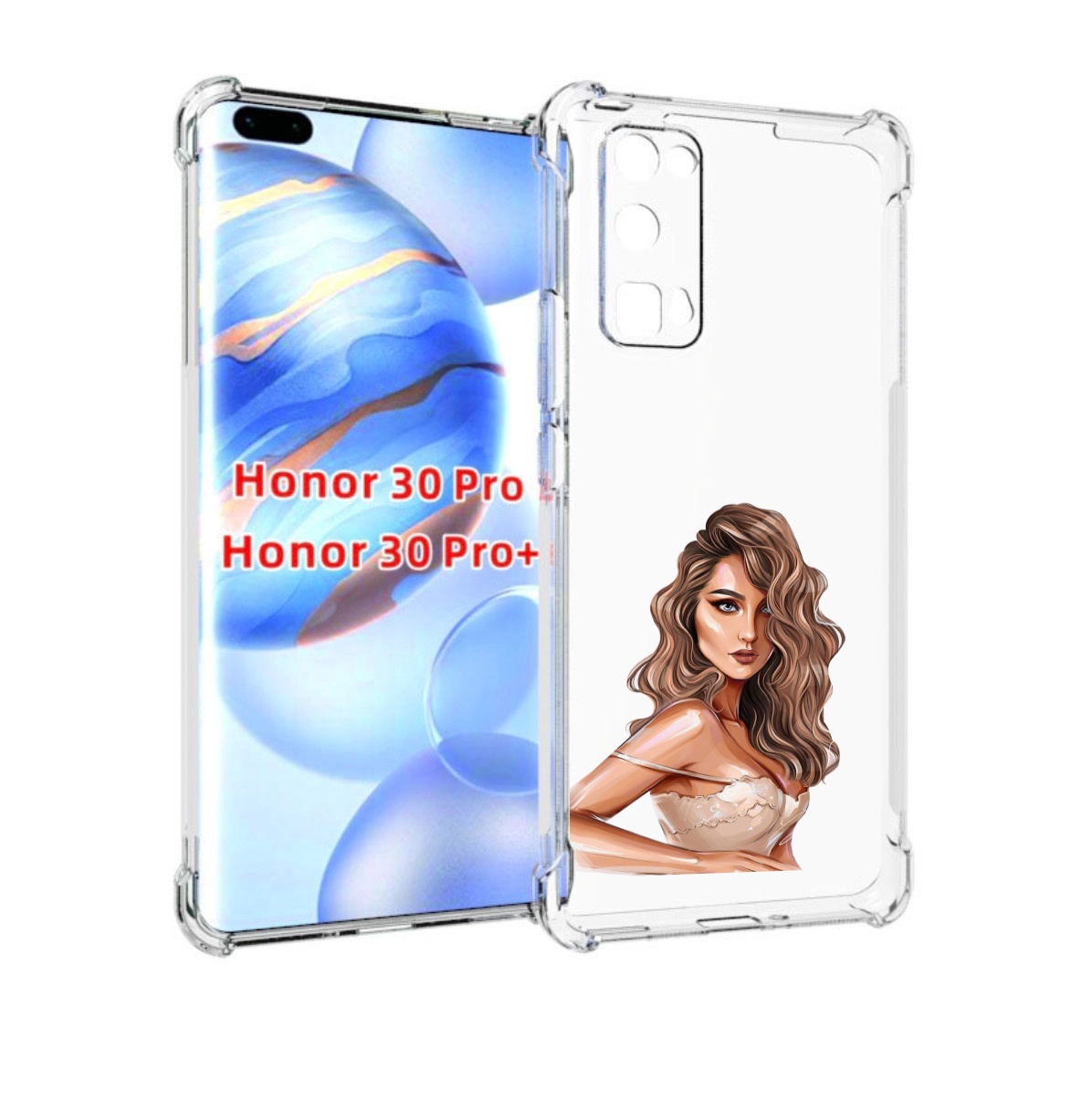 

Чехол бампер MyPads Кудрявая-девушка женский для Honor 30, Прозрачный, Tocco