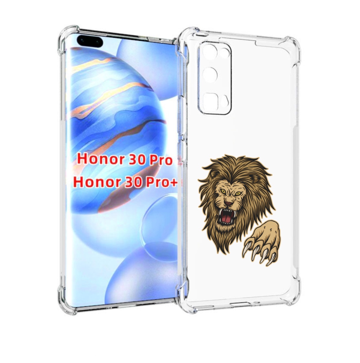 

Чехол бампер MyPads Лев-завоеватель мужской для Honor 30, Прозрачный, Tocco