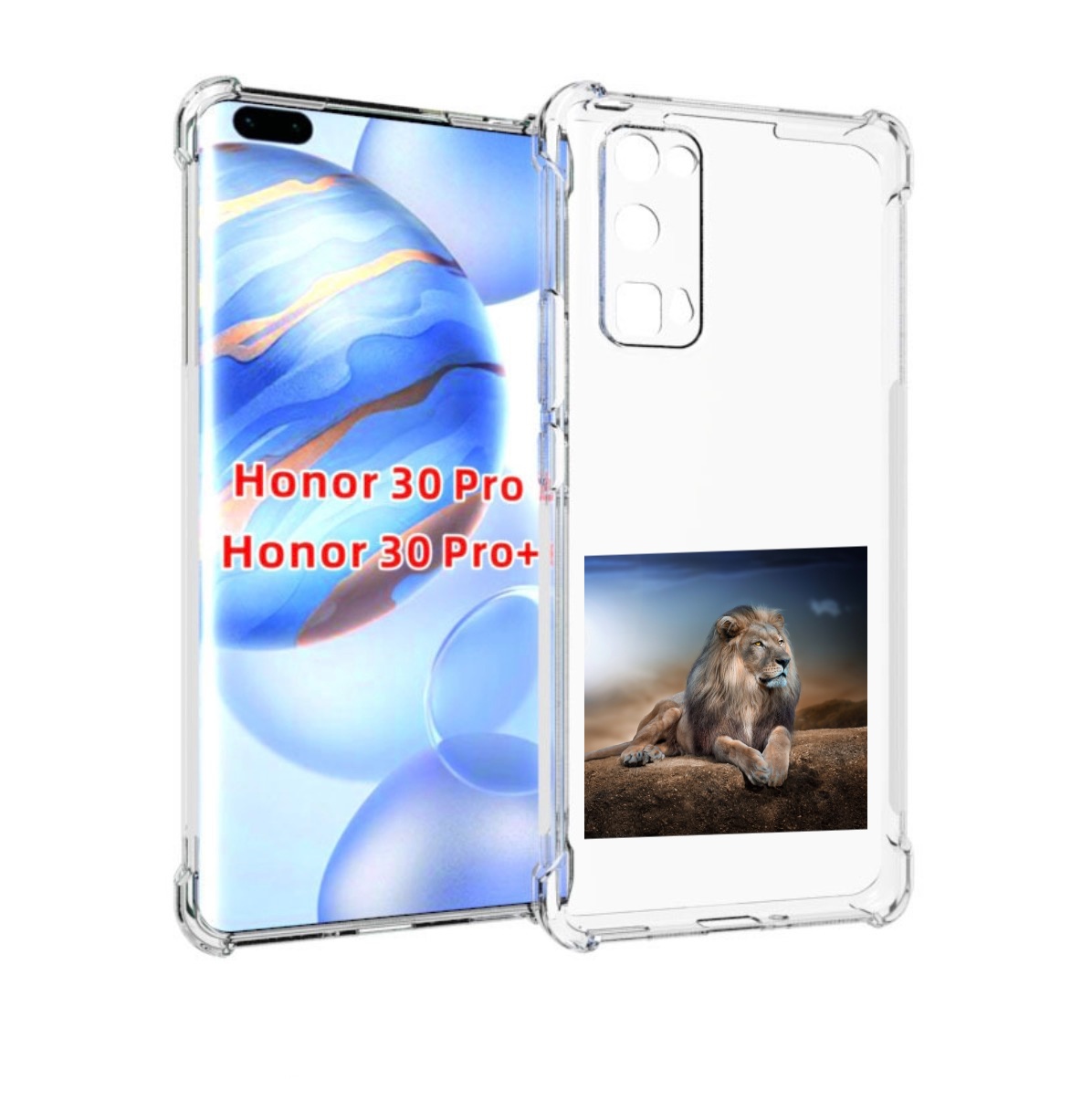 

Чехол бампер MyPads Лев-наблюдает для Honor 30 Pro, Прозрачный, Tocco