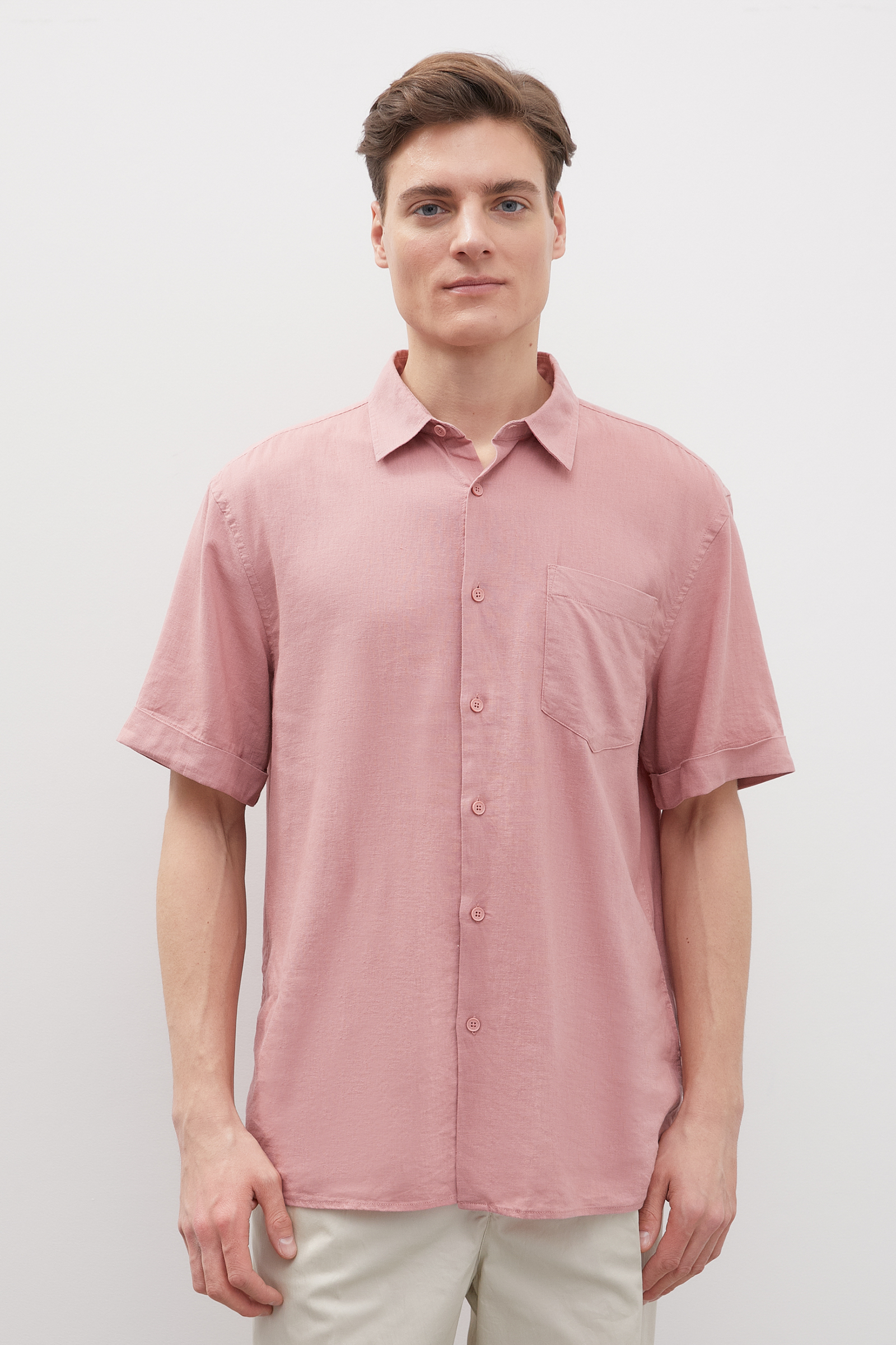 Рубашка мужская Finn Flare FSD21004 розовая 2XL