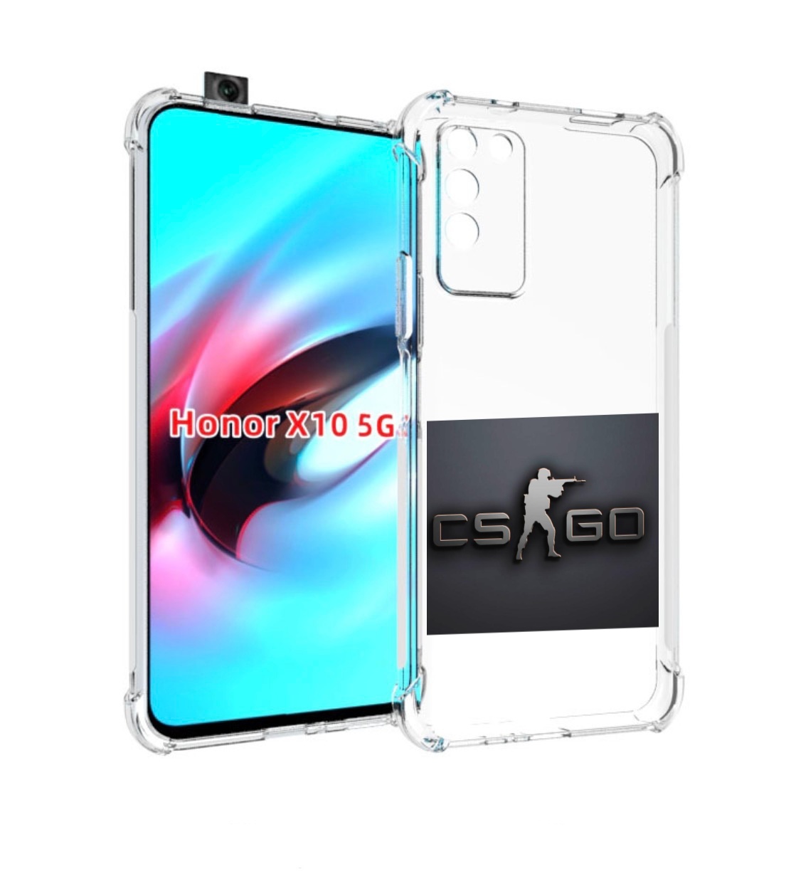 

Чехол MyPads CS go логотип мужской для Honor X10, Прозрачный, Tocco