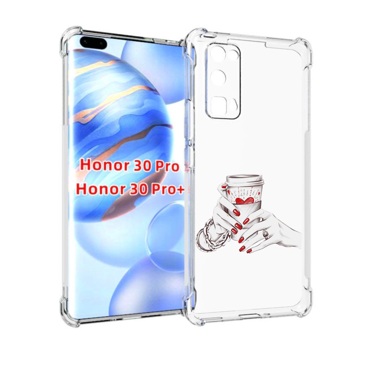 

Чехол бампер MyPads Любовный-стакан для Honor 30 Pro Honor, Прозрачный, Tocco