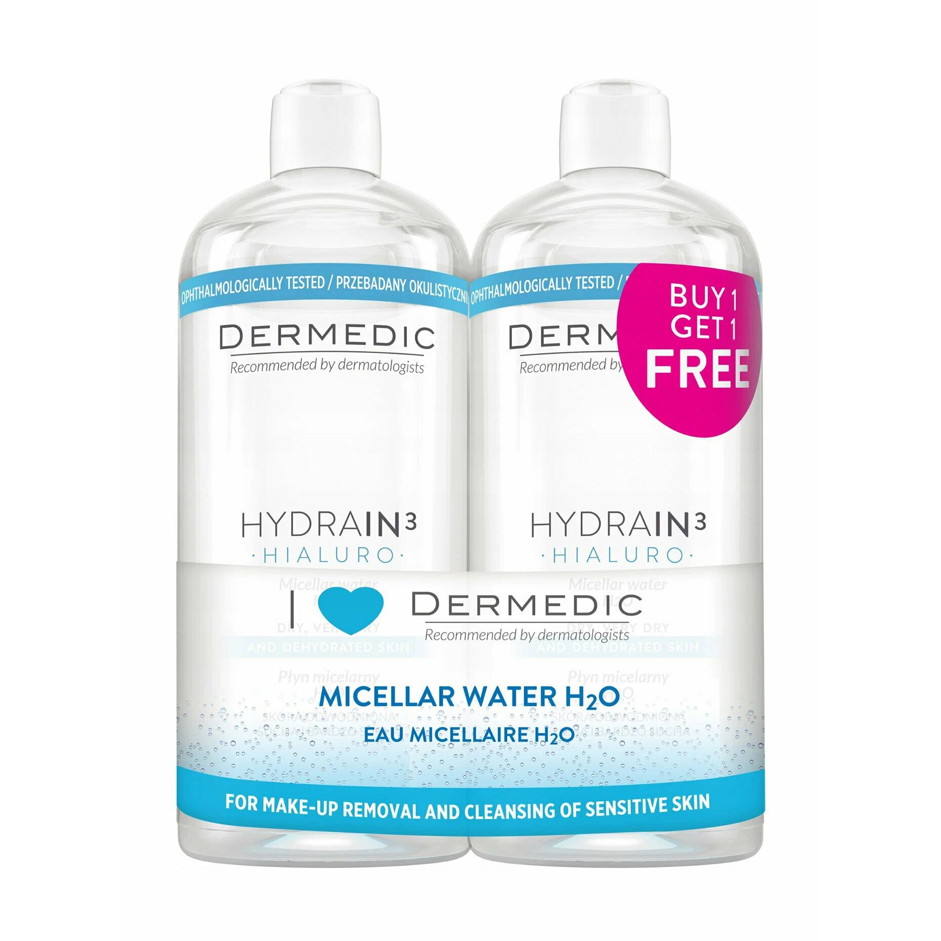 Мицеллярная вода Dermedic Hydrain3 Hialuro H2O 500 мл 2 шт