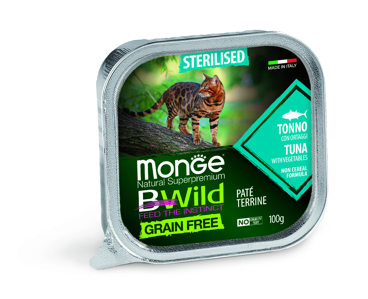 фото Консервы monge cat bwild grain free тунец с овощами для стерилизованных кошек 100г