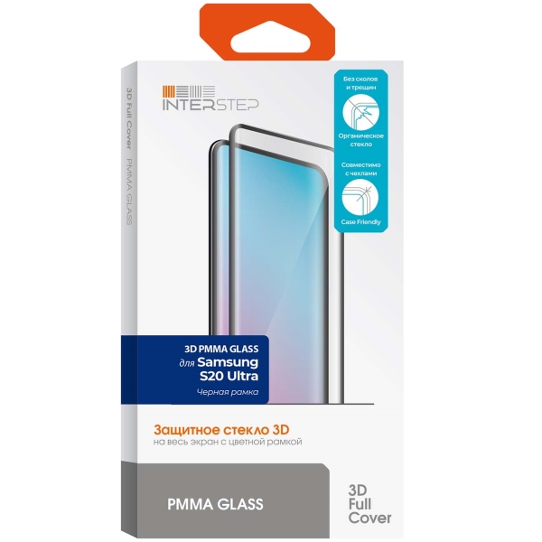 

Защитное стекло InterStep для S20 Ultra Black frame, для S20 Ultra Black frame