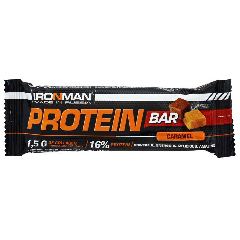 Батончик Ironman Protein Bar протеиновый с коллагеном карамель 50 г