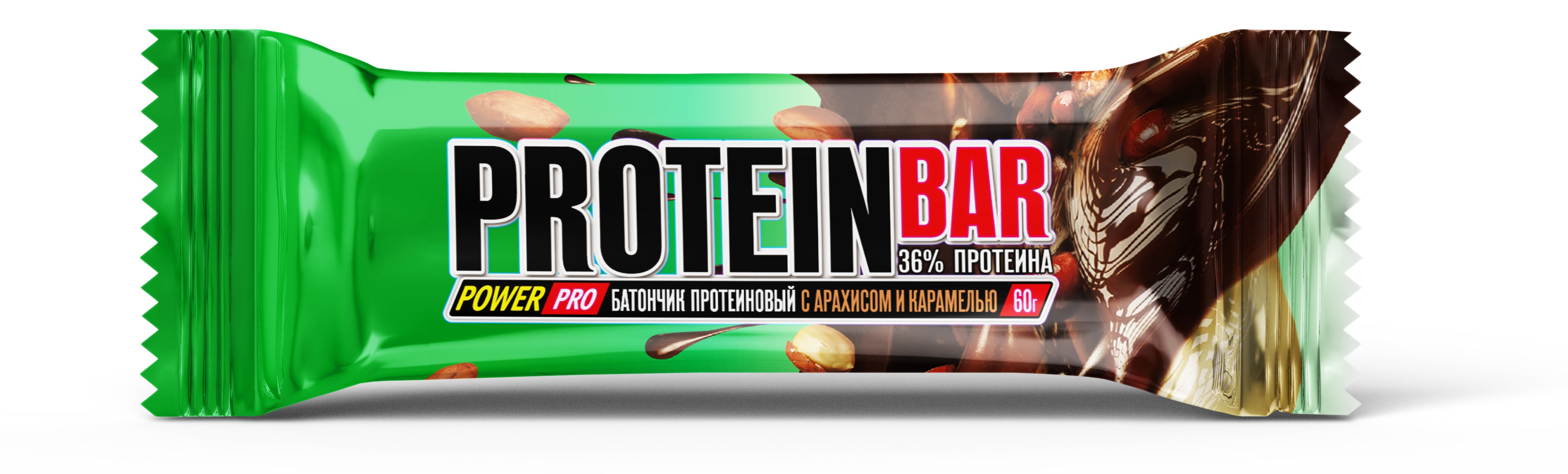 фото Power pro батончики power pro 36%, 20 шт, вкус: карамель-жареный арахис powerpro