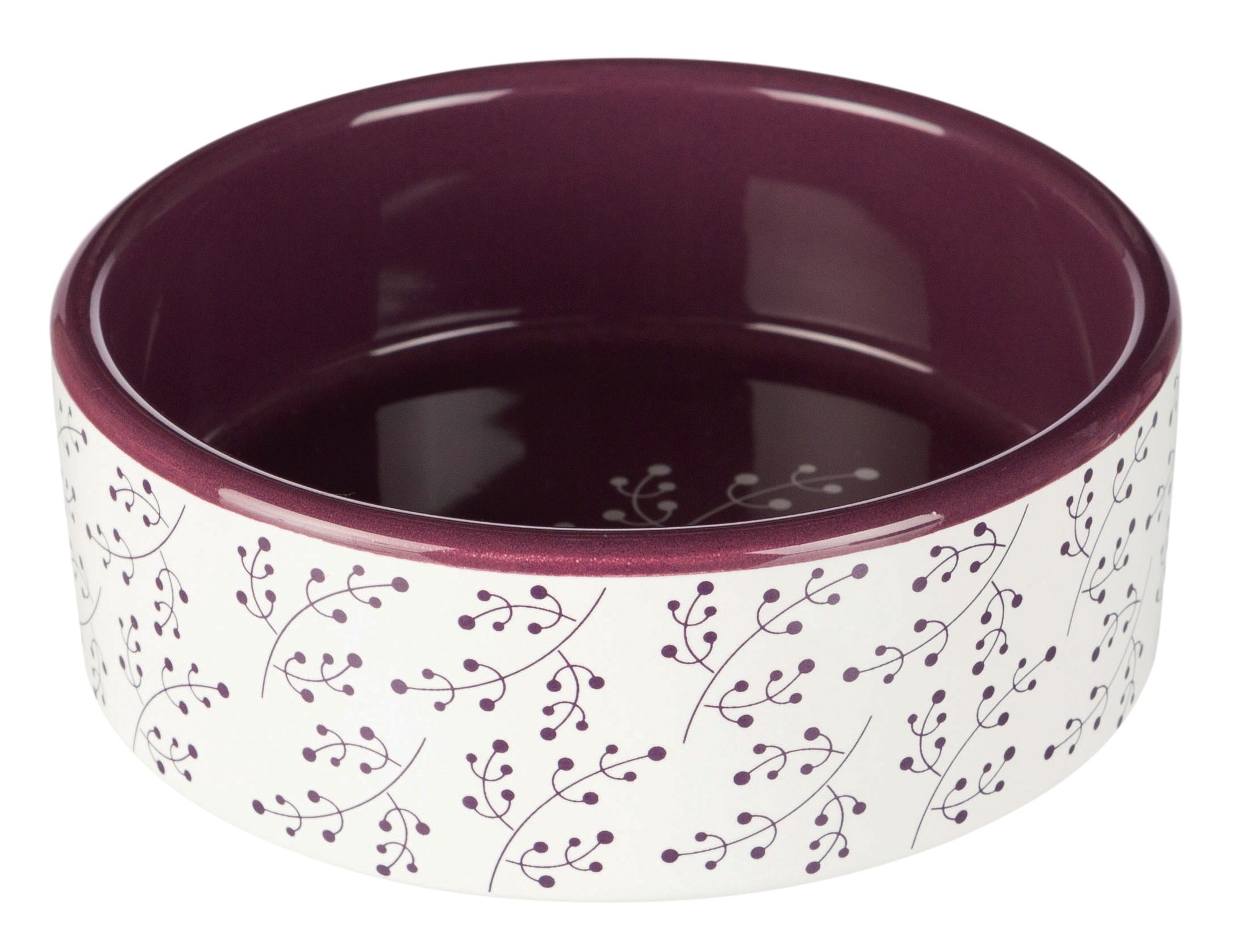 фото Миска для животных trixie ceramic bowl m, керамическая, бело-ягодный, 16см, 800мл