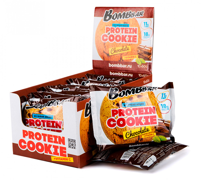 

BOMBBAR Protein Cookie 60 г, 10 шт, вкус: шоколад