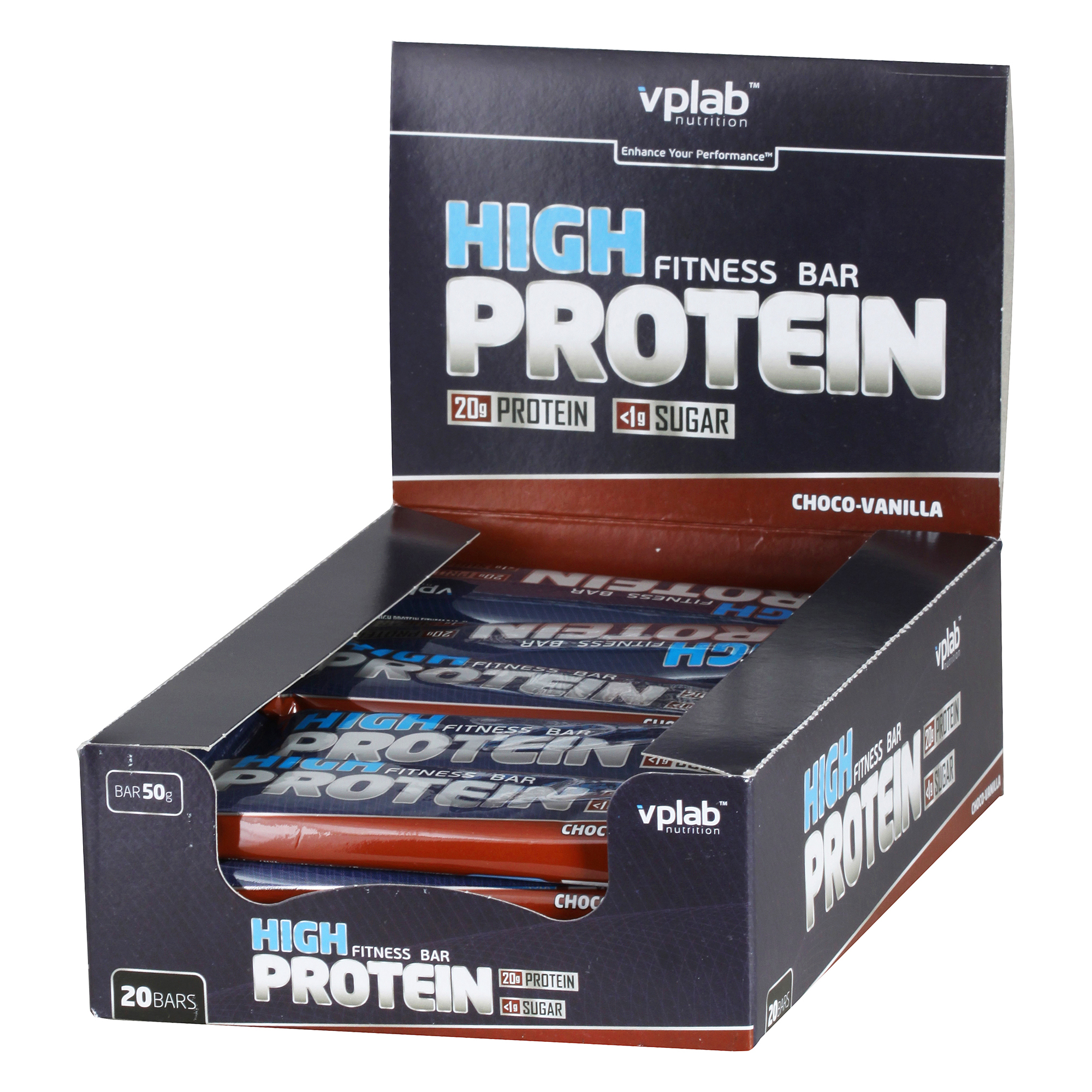 

vplab High Protein Fitness Bar 50 г, 20 шт, вкус: шоколад-ваниль