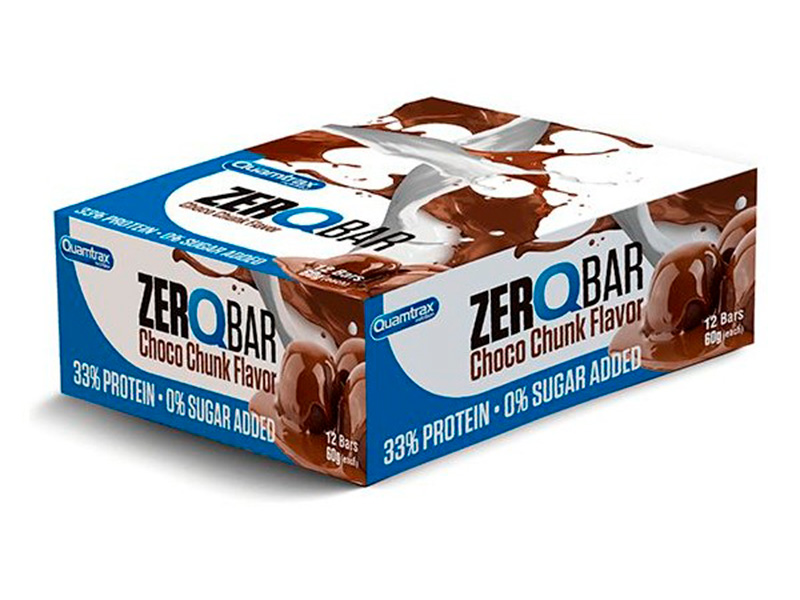 фото Quamtrax nutrition батончики zero q-bar 60 г, 12 шт, вкус: с шоколадными кусочками