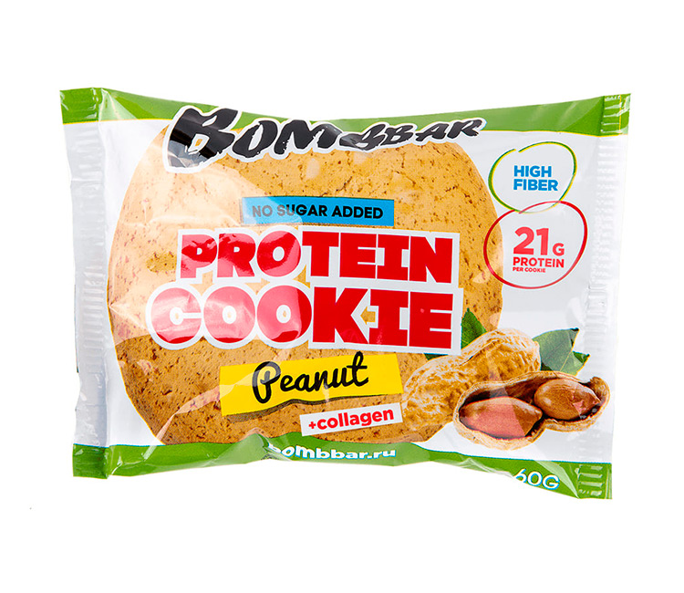 

BOMBBAR Protein Cookie 60 г, 1 шт, вкус: арахис