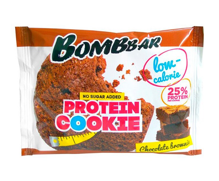 Печенье Bombbar Protein Cookie низкокалорийные 40 г, 1 шт, вкус: шоколадный брауни