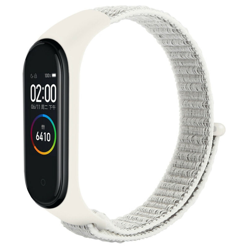 фото Ремешок для смарт-браслета nuobi nylon для xiaomi mi band 3 и mi band 4 light grey