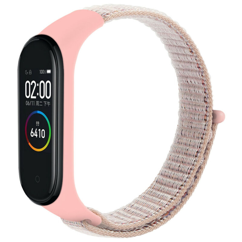 фото Ремешок для смарт-браслета nuobi nylon для xiaomi mi band 3, mi band 4 pink