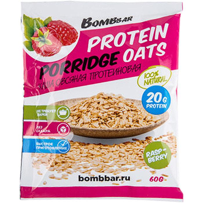 

BOMBBAR Каша Protein Porridge Oats 60 г, 15 шт, вкус: малина