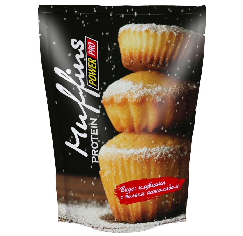 Смесь для приготовления PowerPro Protein Muffins 500 г клубника с белым шоколадом