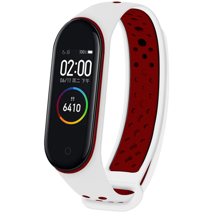 фото Ремешок для смарт-браслета nuobi sport ver.1 для xiaomi mi band 3, mi band 4 white/red