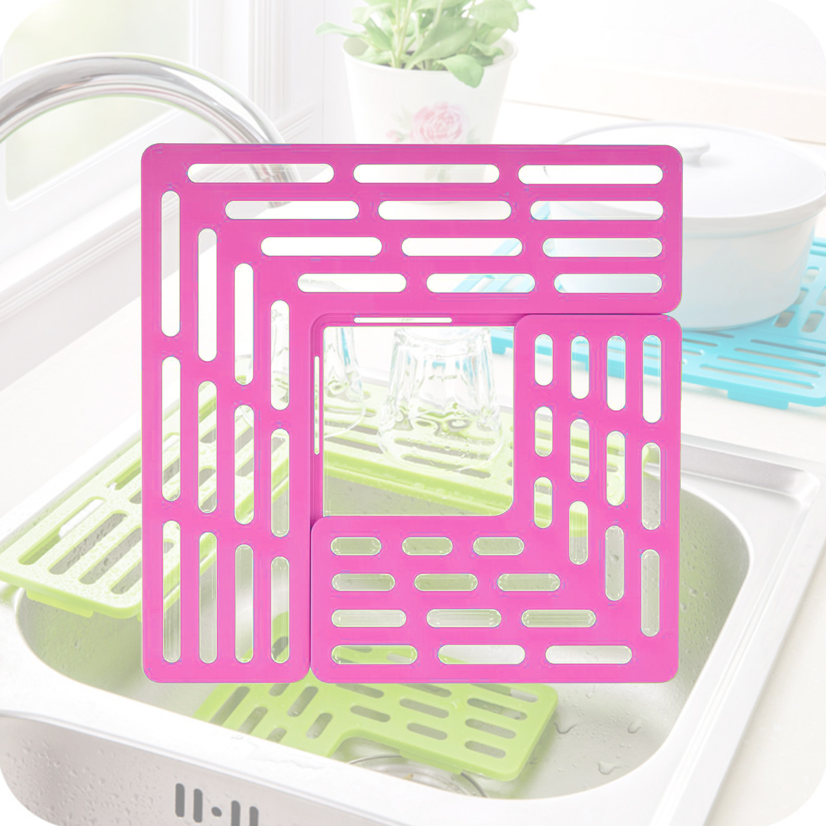 фото Складная сушилка для посуды bloominghome accents. 28,5x28,5 см, 19,5х19,5 см, bh-stnd1-20