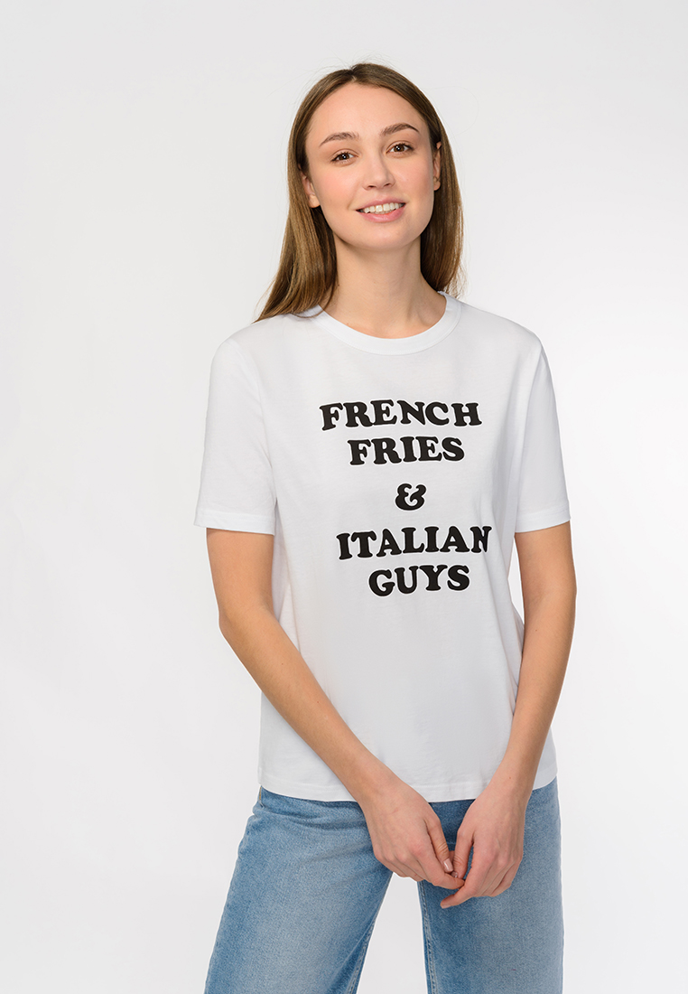 

Футболка женская Modis M201W00692 белая 42-44 RU, M201W00692