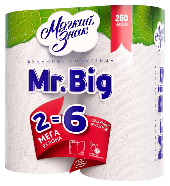 Полотенца бумажные Мягкий знак mr.big двухслойное 2 рулона