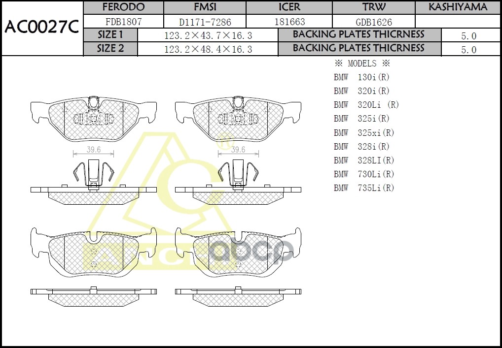 

Тормозные Колодки Anchi Ac0027c Bmw X1 Rear ANCHI арт. AC0027C