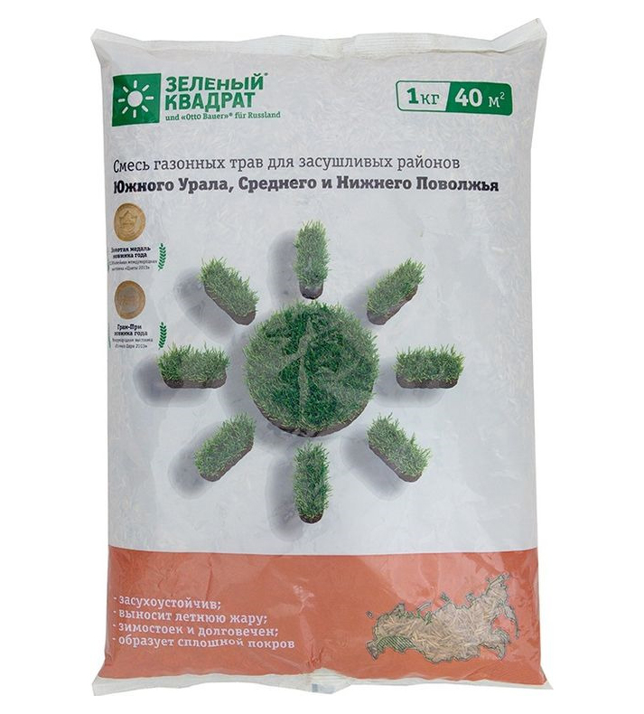 Газон Зеленый квадрат для Южного Урала, Среднего и Нижнего Поволжья, 1 кг