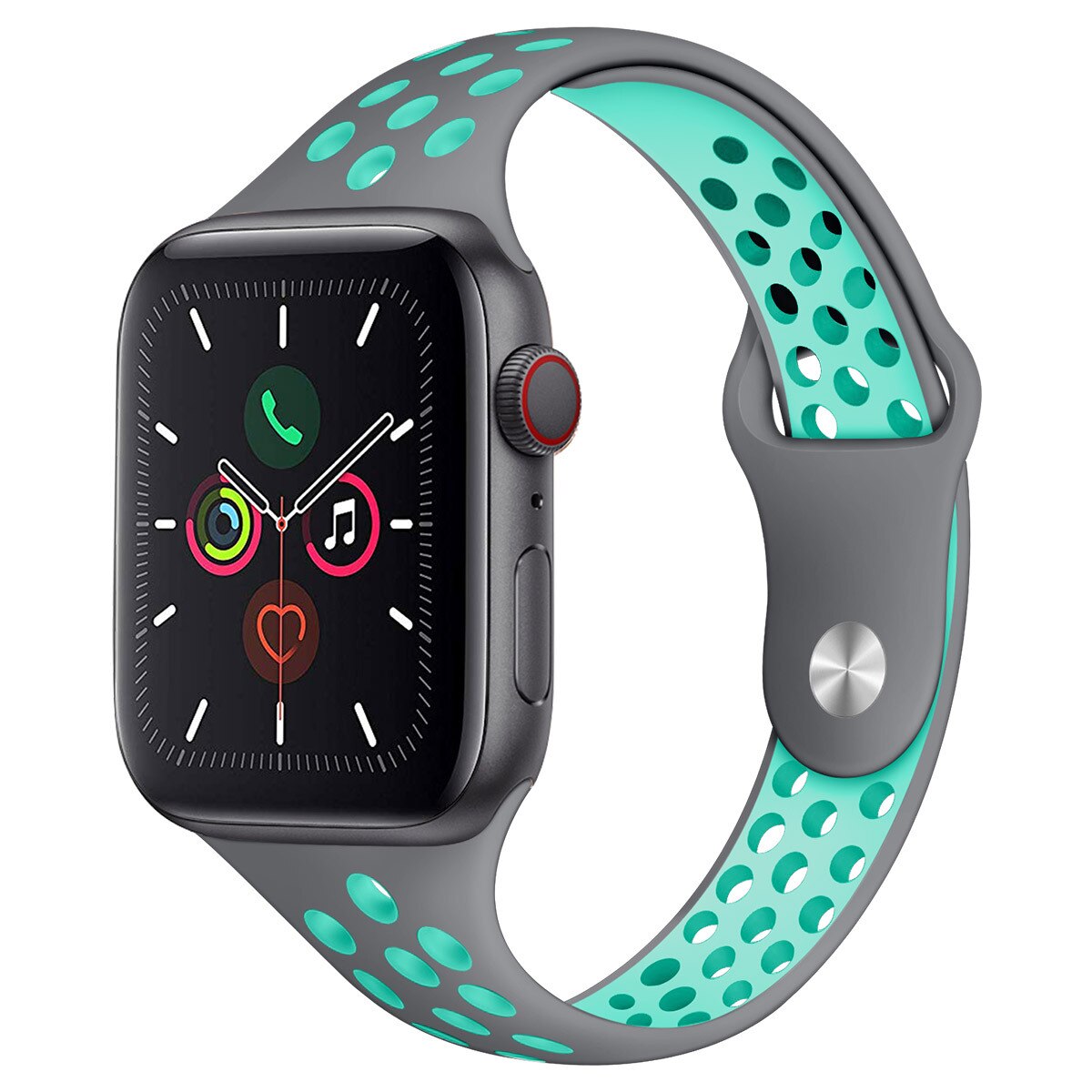 фото Ремешок для смарт-часов nuobi sport slim для apple watch 42/44 mm turquoise/grey