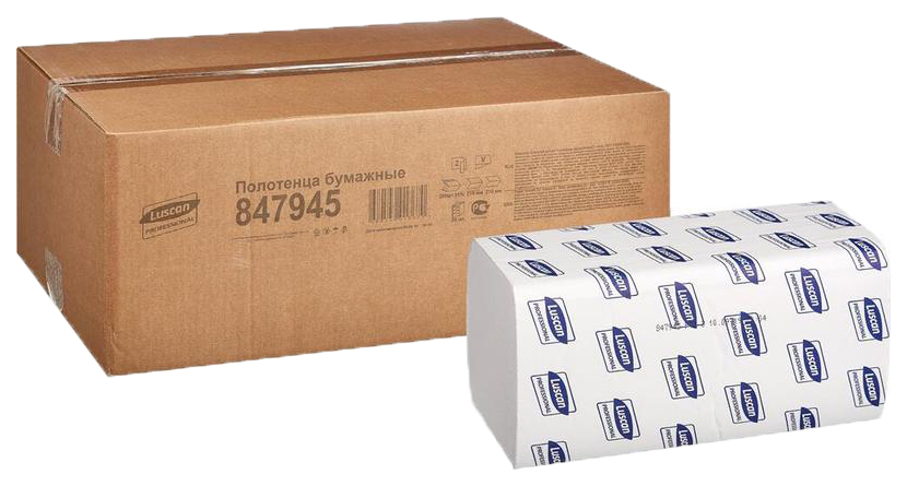 Полотенца бумажные Luscan Professional для диспенсера двухслойные белые 200 л, 20 пач./уп.
