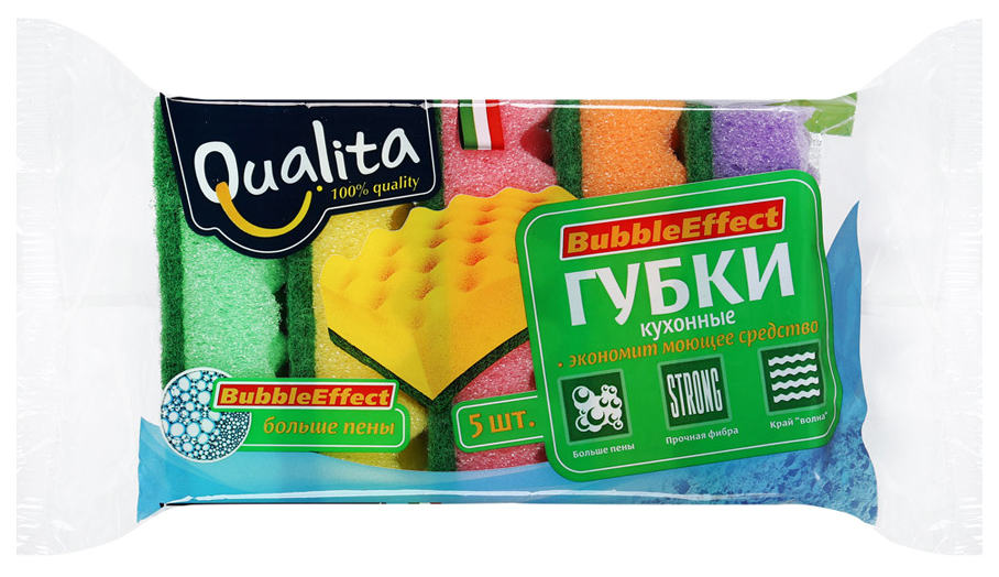 фото Губки qualita bubble effect для посуды 5 шт