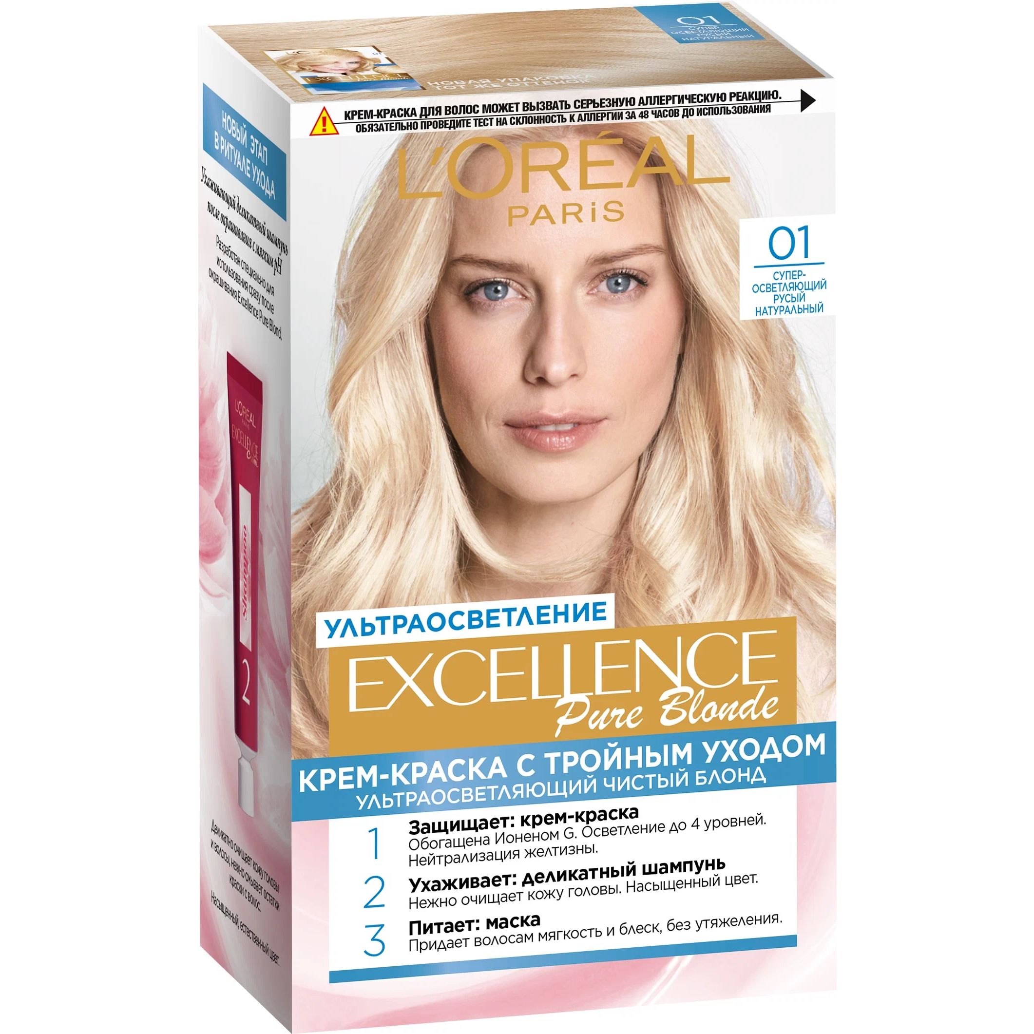 Крем-краска для волос L'Oreal Paris Excellence, 01 осветляющий русый, натуральный, 176 мл the excellence dividend