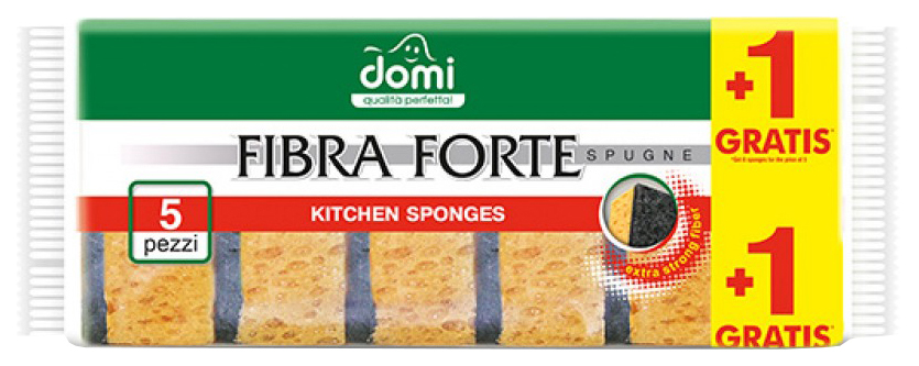 

Губки Domi fibra forte кухонные 5+1 шт, Желтый
