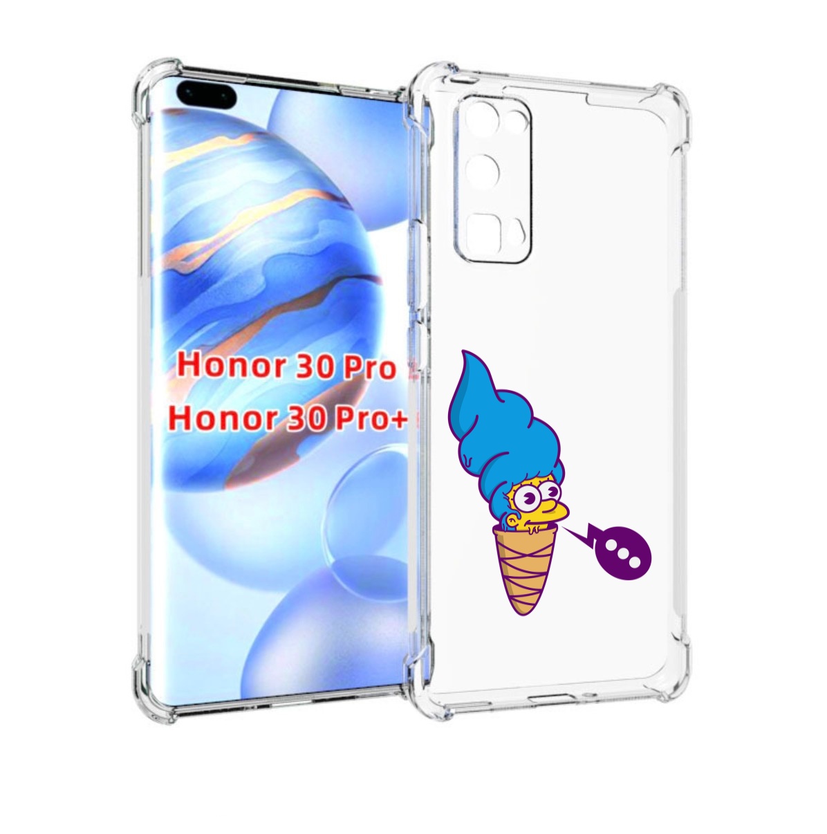 

Чехол бампер MyPads Мардж-рожок для Honor 30 Pro, Прозрачный, Tocco