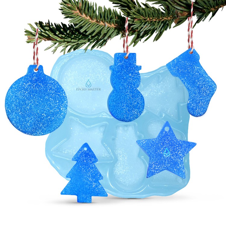 

Силиконовый молд Epoxy Master Кристаллические елочные игрушки №1, 18x17,5см, 1 молд, Синий