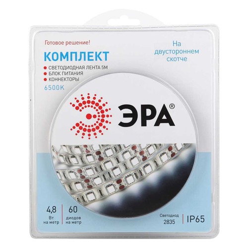 

Светодиодная лента Эра 2835kit-4,8-60-12-ip65-6500-5m Б0043063 5м белый холодный, 2835kit-4,8-60-12-IP65-6500-5m