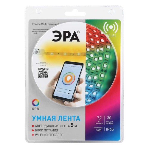 Лента светодиодная Эра 5050-30-RGB-IP65-Wifi-5m 5м (Б0043446)