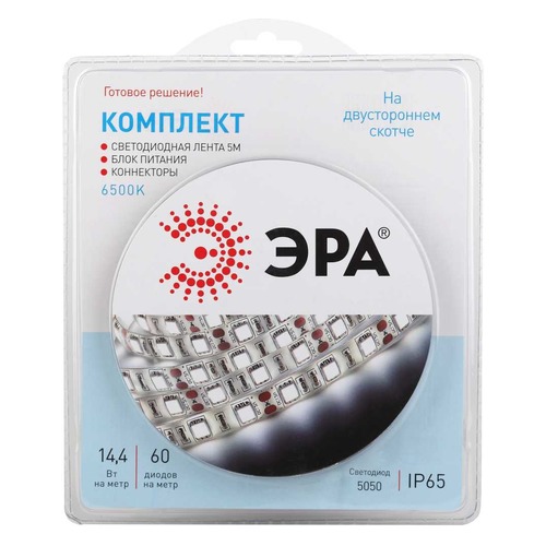 фото Лента светодиодная эра 5050kit-14,4-60-12-ip65-6500-5m 5м (б0043068)