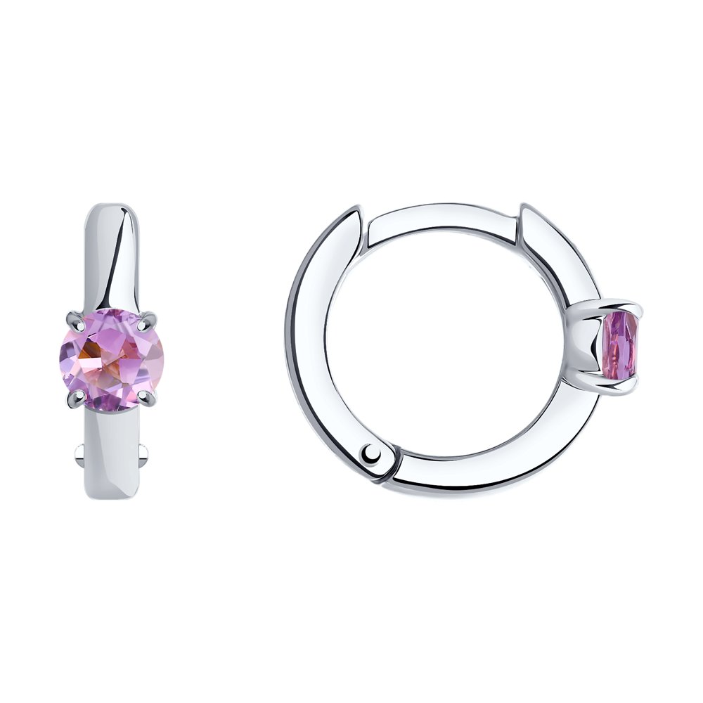 

Серьги конго из серебра SOKOLOV 92022398, аметист, 92022398