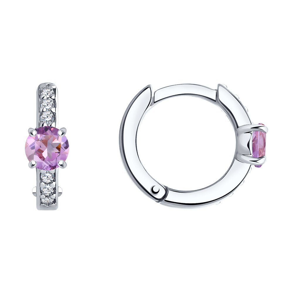 

Серьги конго из серебра SOKOLOV 92022417, аметист/фианит, 92022417