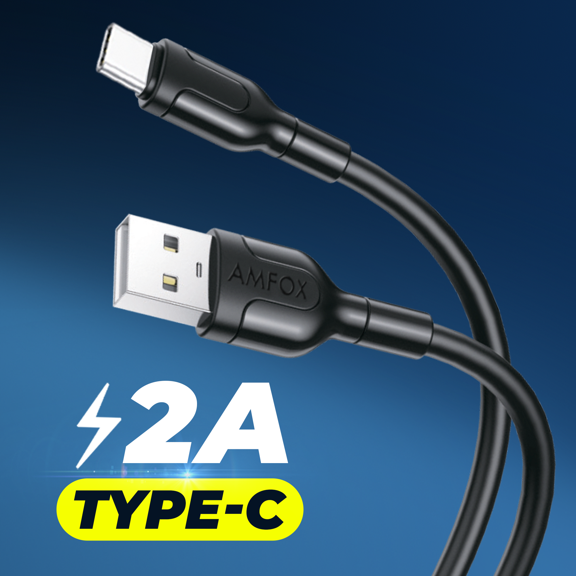 Кабель Type-c USB, AMFOX AC-11, 1 метр, черный