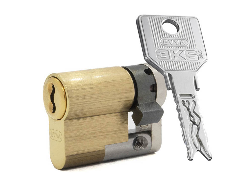 

Полуцилиндр EVVA 3KS (размер 51х10 мм) - Латунь (3 ключа), Золотистый