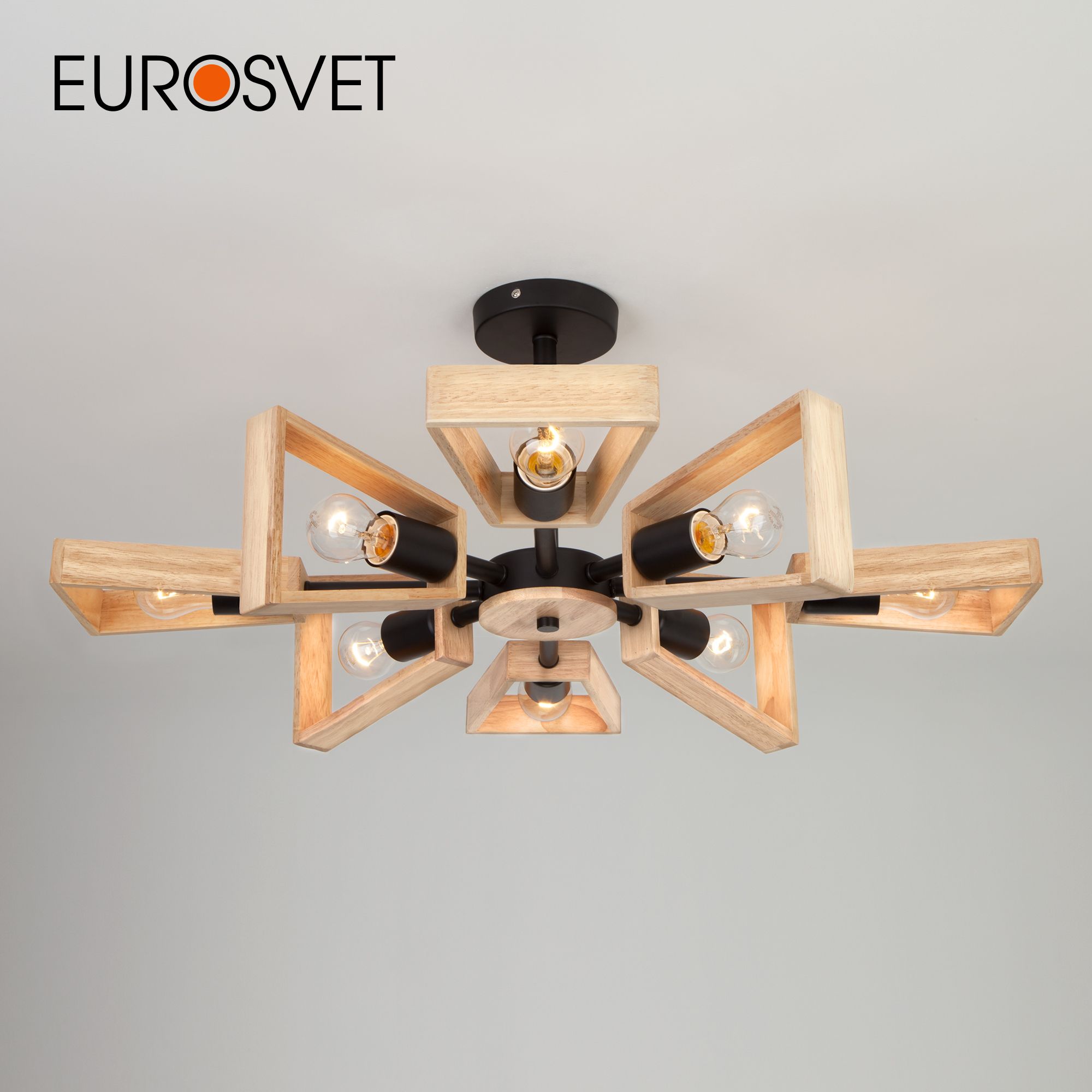 

Потолочная люстра на 9 деревянных плафонов Eurosvet Klark 70056/8 Е27 черный, 109650