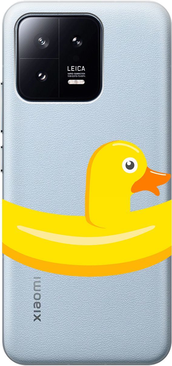 

Силиконовый чехол на Xiaomi 13 с 3D принтом "Duck Swim Ring" прозрачный, Прозрачный;белый, 159018