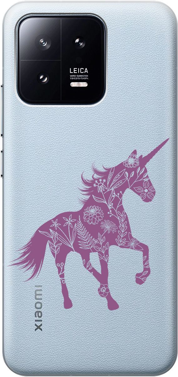 

Силиконовый чехол на Xiaomi 13 с 3D принтом "Floral Unicorn" прозрачный, Прозрачный;фиолетовый, 159018