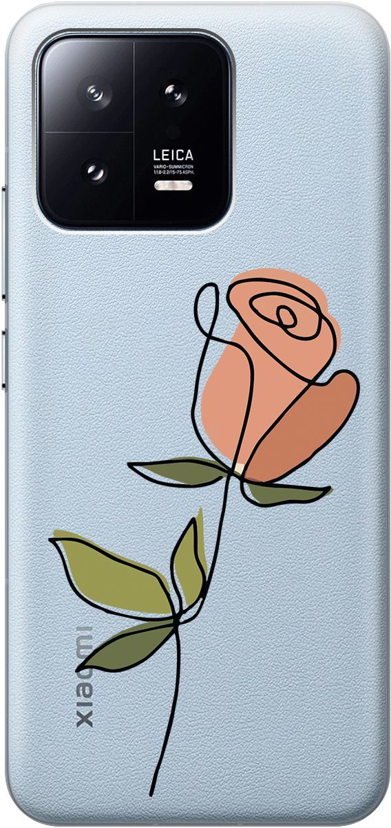 

Силиконовый чехол на Xiaomi 13 с 3D принтом "Rose" прозрачный, Прозрачный;зеленый, 159018